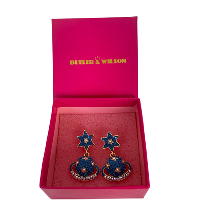 A Pair of Vintage Butler & Wilson Star and Planet Drop Earrings