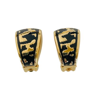 A pair of Vintage Christian Dior Enamel and Gold Plated Earrings