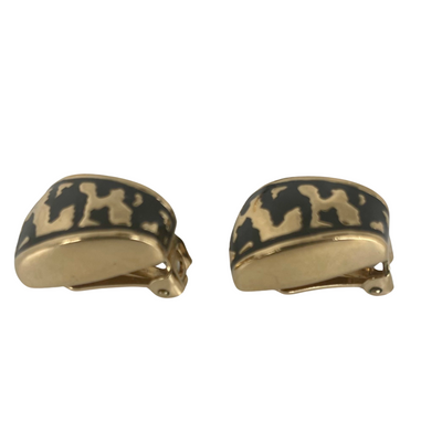 A pair of Vintage Christian Dior Enamel and Gold Plated Earrings