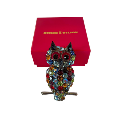 A Vintage Butler & Wilson Owl Brooch with Crystals