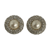 A Pair of Vintage Faux Pearl Clip Earrings with Clear Crystals