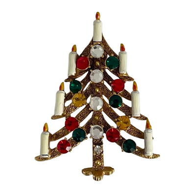 A Butler & Wilson Vintage Seven Candle Christmas Tree Brooch