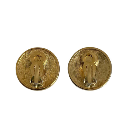 A pair of Vintage Christian Dior Gold Plated Monogram Clip on Earrings