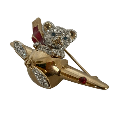 A Vintage Butler & Wilson Teddy Bear in Plane Brooch