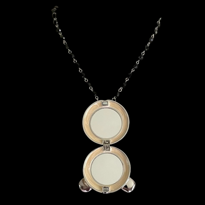 A Vintage Butler & Wilson Long Necklace with Panda Pendant/ Compact Mirror