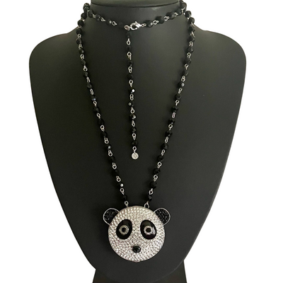 A Vintage Butler & Wilson Long Necklace with Panda Pendant/ Compact Mirror