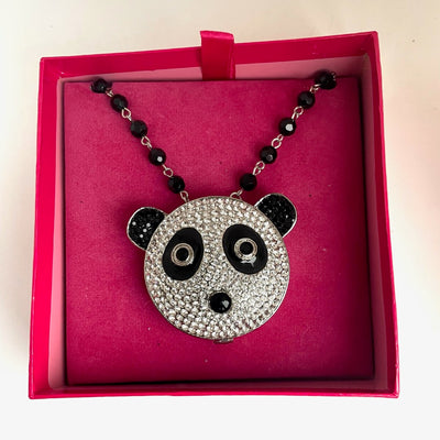 A Vintage Butler & Wilson Long Necklace with Panda Pendant/ Compact Mirror